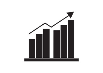 Growth bar chart Icon, Growing graph silhouette vector