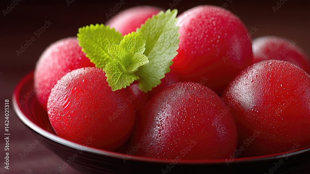 Poster freshly prepared beet salad with vibrant colors displayed in a rustic bowl