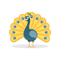 Vector Illustration of Peacock, Cute Bird Illustration for decor.