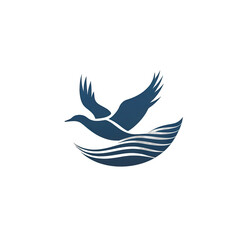 Obraz premium A serene depiction of a bird soaring above gentle waves, symbolizing freedom and tranquility, set against a clear sky , isolated on white or transparent png