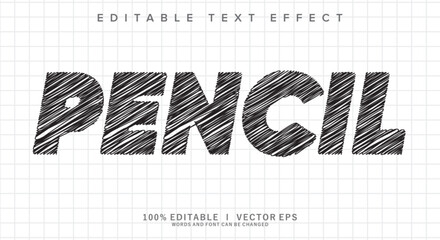 pencil vector text effect with modern style design