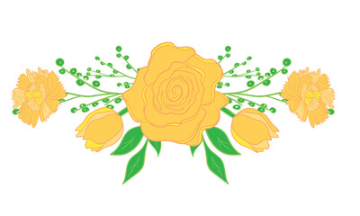 yellow colored central rose decorative arrangement of  floral elements