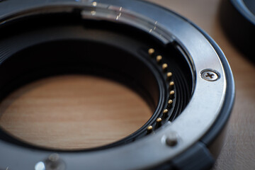 Close-up of a lens mount adapter