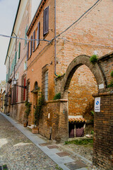 The narrow streets of the city of Ferrara (Emilia Romagna, Italy)