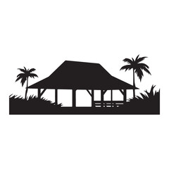 Obraz premium Sun hut minimal black silhouette