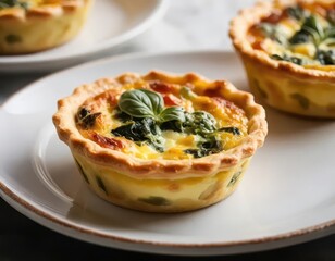 Delicious Spinach and Tomato Tart with Fresh Basil Garnish