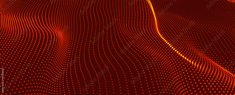 Poster futuristic dot wave. abstract digital particle wave. technology background. colored musical wave. da