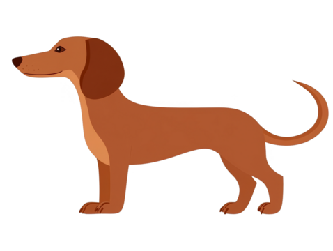 Illustration Of Brown Dachshund Dog On Transparent Background