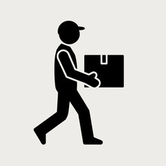 Courier Delivering Package: Silhouette Vector Illustration