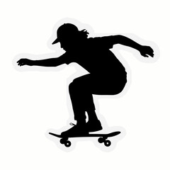 Skateboarder Silhouette: Extreme Sport Ride, Street Style Skateboarding