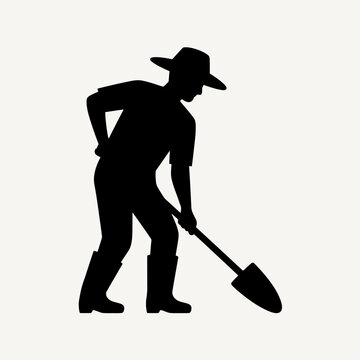 recommend clip art: Silhouette of a Farmer Digging Soil with Shovel