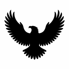 Obraz premium Bold Eagle Silhouette: Wings Spread, Majestic Bird Vector Illustration