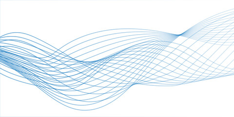 Abstract vector background with blue wavy lines. Blue wave background. Blue lines vector illustration. Technology, data science frequency gradient lines on transparent background.