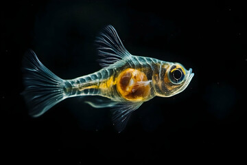 Fototapeta premium Translucent fish with an internal organ highlighted.
