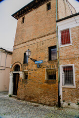 The narrow streets of the city of Ferrara (Emilia Romagna, Italy)