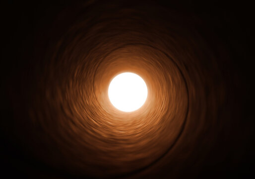 Fototapeta Background. Looking down a spiraling tunnel with bright light