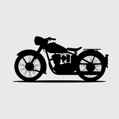 Classic Motorcycle Silhouette: Vintage Bike, Transportation Icon