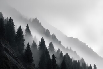serene landscape of fog or smoke subtly enveloping scene evoking curiosity and imagination