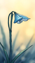 simple bluebell flower art, created by generative ai
