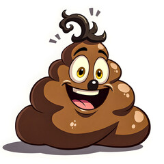Happy poop emoji cartoon character illustration