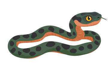 Naklejka premium Illustration of Green Snake with Orange Markings on Transparent Background