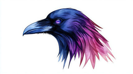 Fototapeta premium Colorful Raven Illustration with Artistic Features and Vibrant Gradient Design Elements