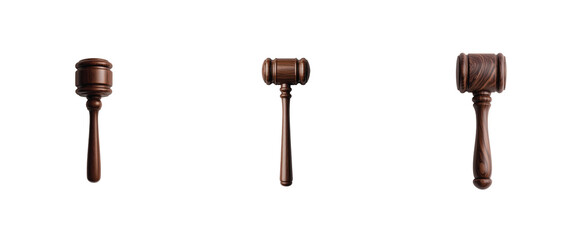 Three wooden gavels in different designs displaying craftsmanship and functionality