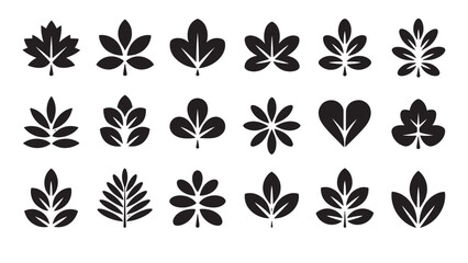 Obraz premium set of black silhouettes of leaf.