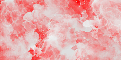 Fototapeta premium red watercolor background with white smoky texture, abstract artistic wash, high saturation, soft cloudy patterns, splash and fluid paint style 