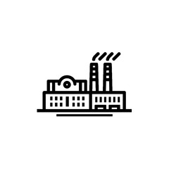 Fototapeta premium Minimalist black line art factory icon on a transparent background 