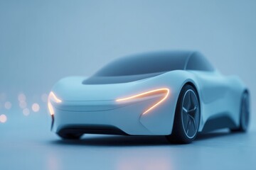 Fototapeta premium sleek minimalistic image of futuristic vehicle set against pristine background with ample copy space