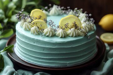 pale azure elderflower lemon cake,