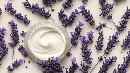 skincare cream texture with dried lavender