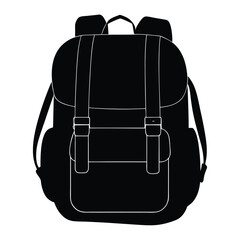 Fototapeta premium isolated Black vector army backpack on white background