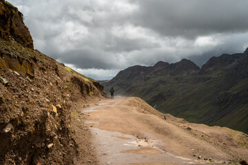 Snow covered mountain peaks of the Andean Mountains in Peru, Hiking trails at high elevation with beautiful scenery, Latin American destinations, Rainbow Mountain