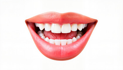 Smiling mouth showing white teeth against a plain background  
