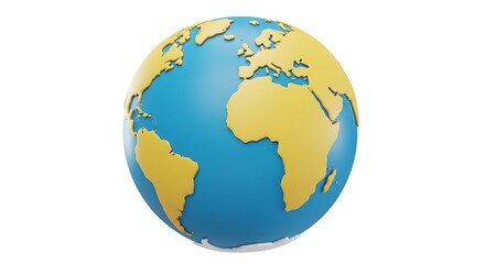 Obraz premium World Globe Showing Continents Illustration on White Background