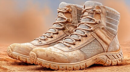 Dusty Tan Hiking Boots on Sandy Ground