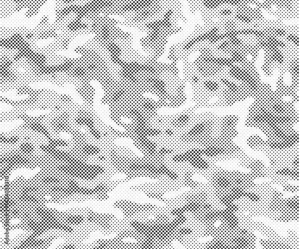 Aufkleber Abstract halftone seamless camouflage pattern. Repeating digital dotted hexagonal camo military texture background. Abstract modern fabric textile ornament. Vector illustration.