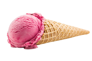 Ice cream cone on a hot summer day, isolated on white background