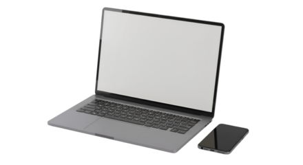 Sleek laptop computer with smartphone