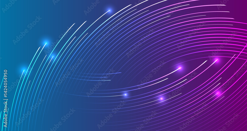 Aufkleber Abstract background with curved glowing lines and smooth gradient. Dynamic digital design with motion effect, data flows and modern technological style. Ideal for banner and presentation.