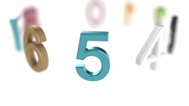 Color count number rotate on white bg endless 4k