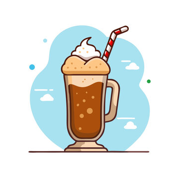 root beer float icon, root beer float vector illustration-simple illustration of root beer float, perfect for root beer float logos and icons