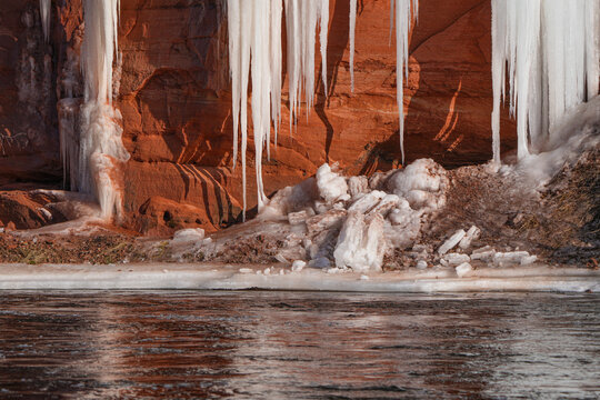 Fallen iciceles by Salaca river