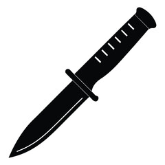 isolated Black vector combat knife on white background