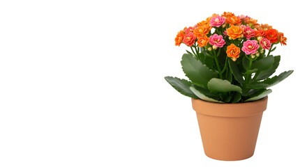 Vibrant kalanchoe plant in terracotta pot