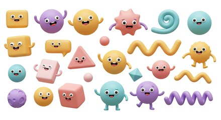 Fototapeta premium Cute Geometric Shapes Characters Cartoon Illustration
