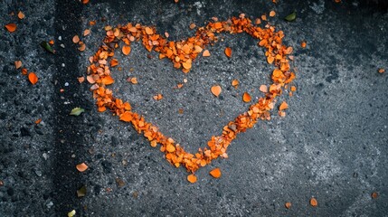 Autumn leaves heart, ground, city, romance, Valentine's