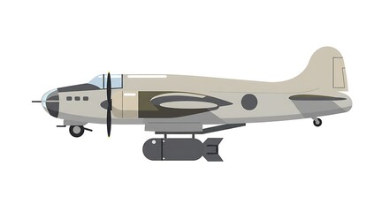 Airplane with Bomb Graphic on White Background